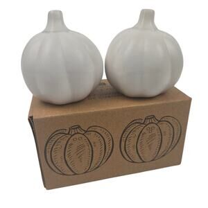 NIB Talking Tables Pumpkin Shaped Salt & Pepper Shakers White